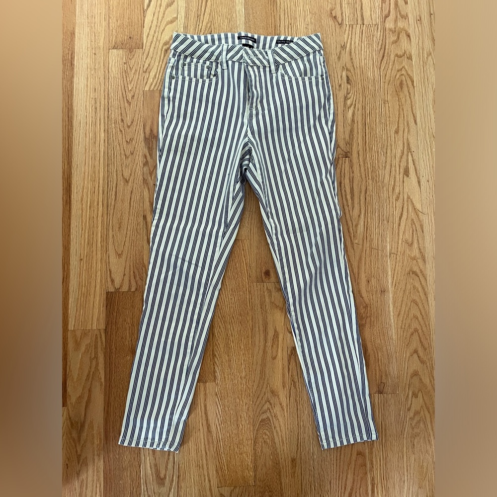 Cream and Navy Striped Needle&Cloth Skinny Jeans